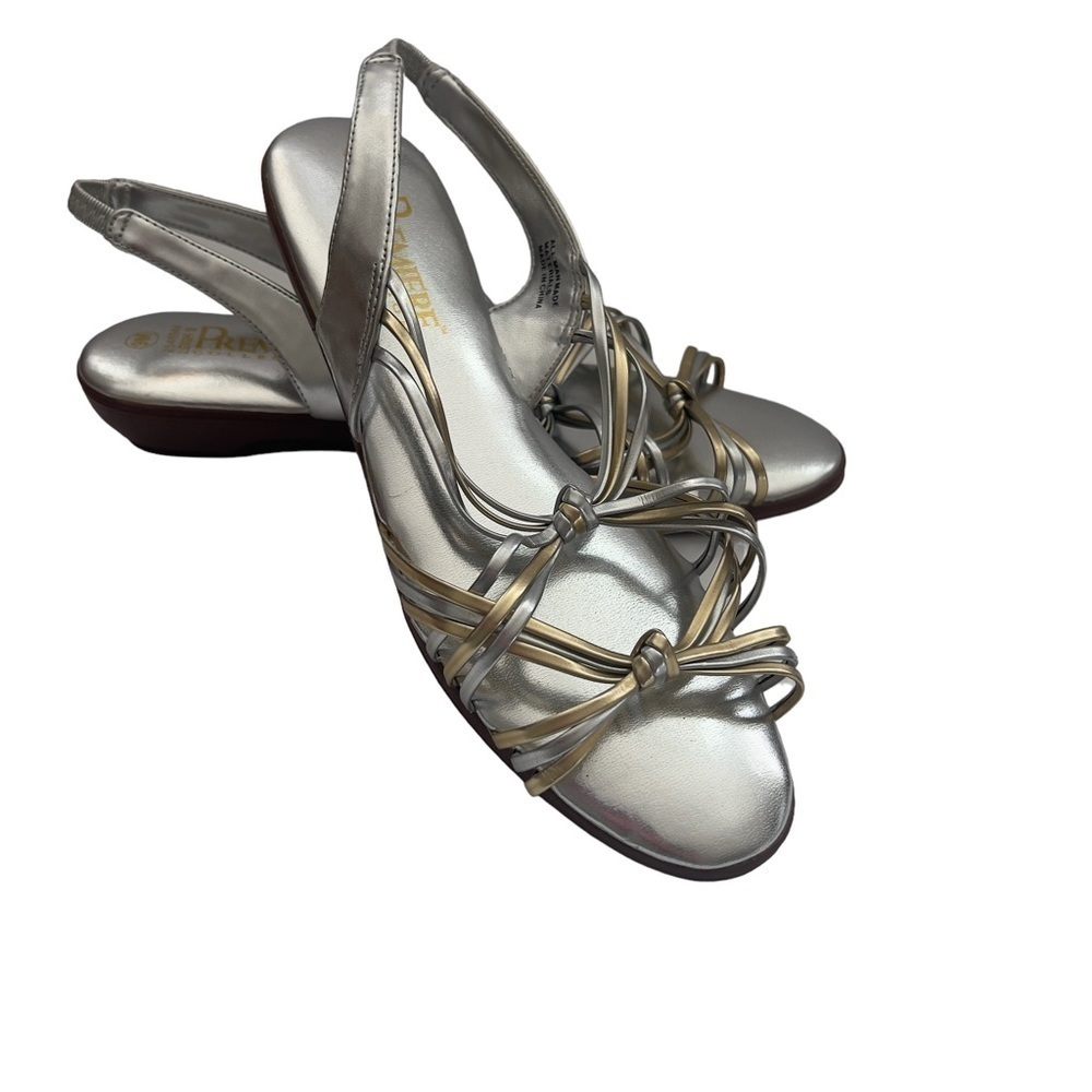 Premiere Collection Women’s Size 9 Silver Gold Metallic Strappy Sandals